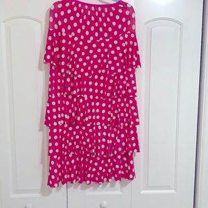 NWOT Pink polka dot ruffled long skirt